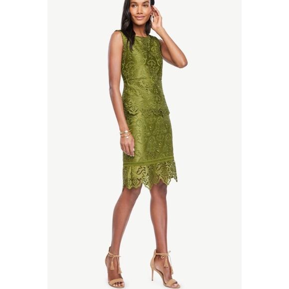 Ann Taylor Green Lace Sleeveless Peplum Two-Piece Set - Picture 2 of 13